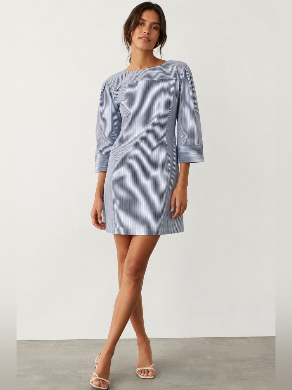 Derek Lam Striped Blue & White Boatneck Shift Dress Sz 2